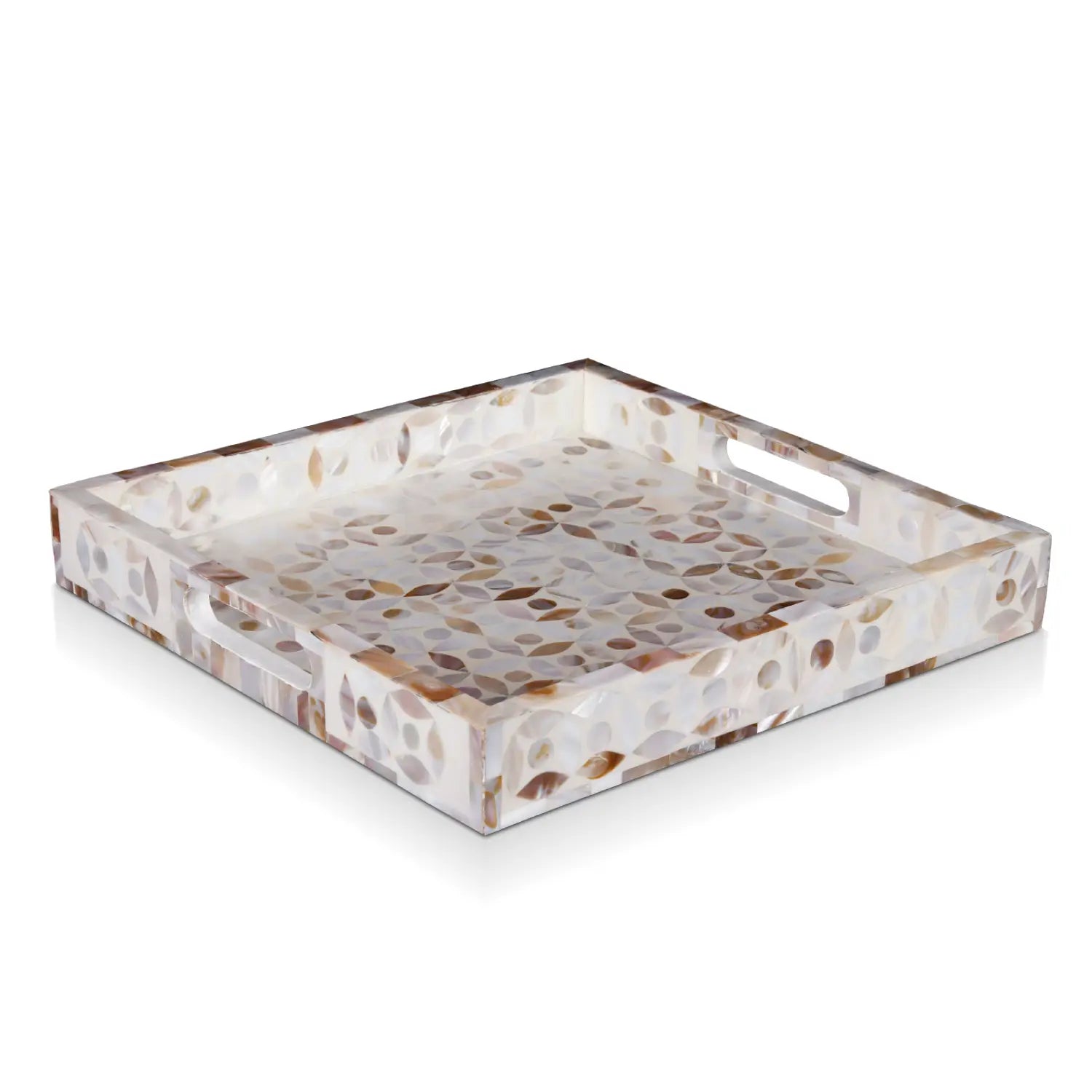Decorative Tray Discovery Jewel Grande Pattern Mother of Pearl & Resin Inlay Collection in 2 Sizes