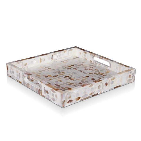 Decorative Tray Discovery Jewel Grande Pattern Mother of Pearl & Resin Inlay Collection in 2 Sizes