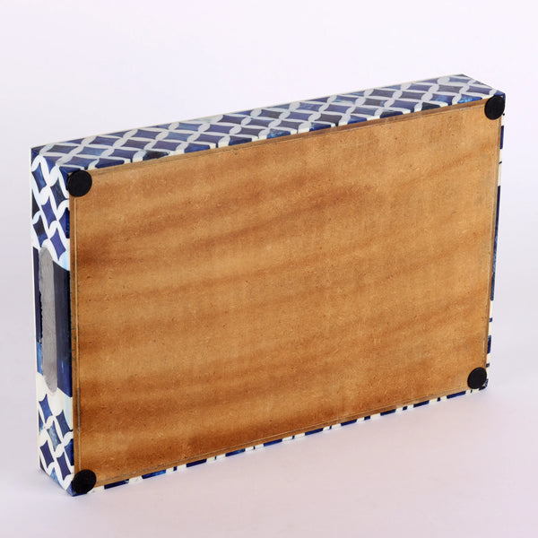 Decorative Tray Indigo Pattern Bone & Resin Inlay Collection in 12x8