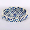 Decorative Tray Octagon Pattern Bone Inlay Collection in 12x12, Blue & White