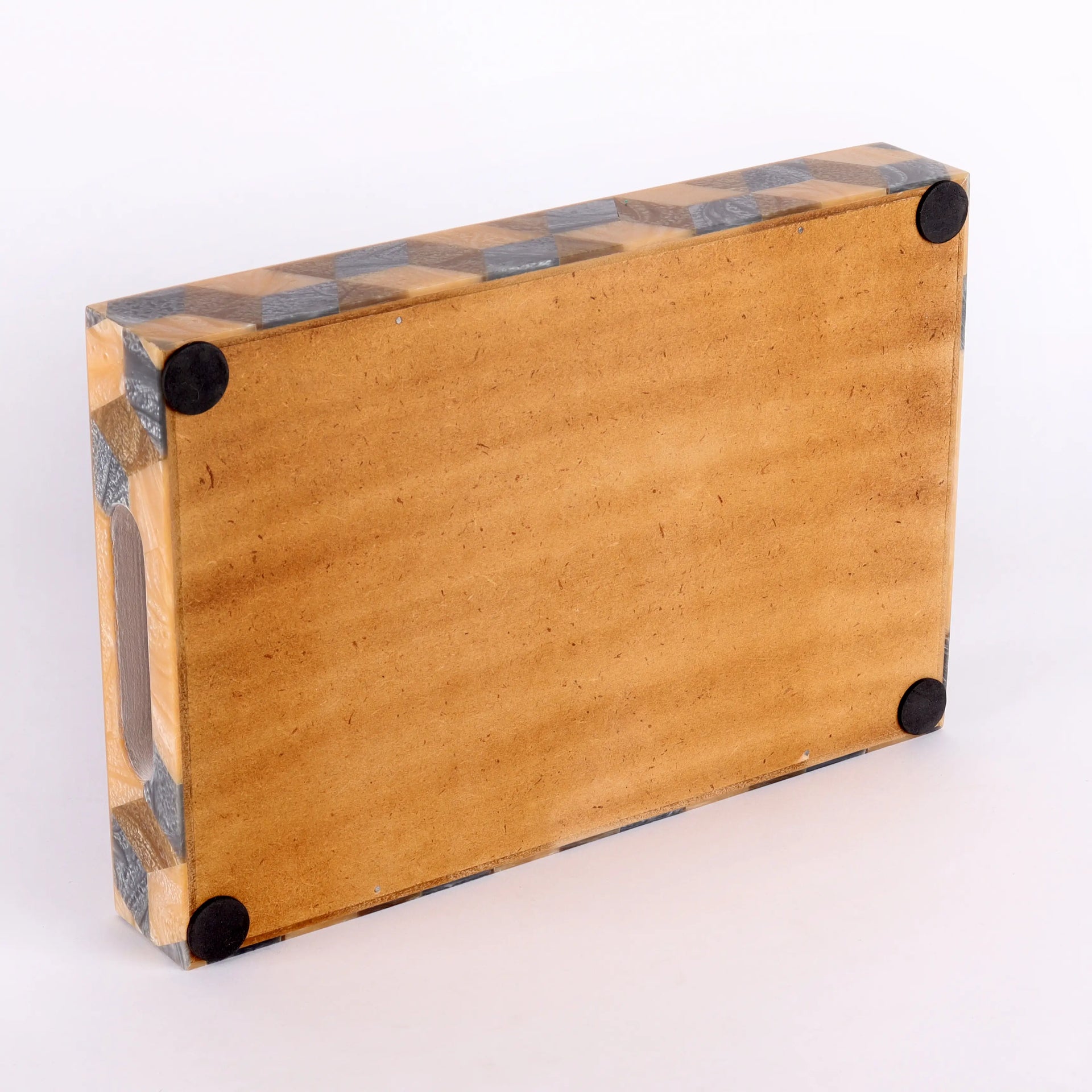 Decorative Tray 3D Pattern Resin Inlay Collection in 12x8, Brown & Grey