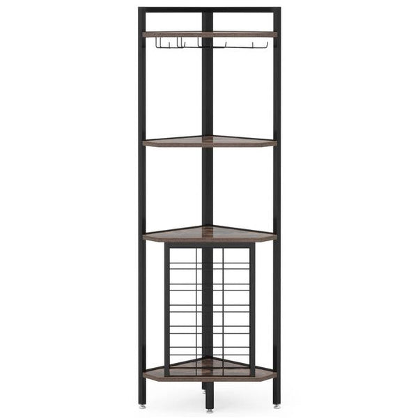 Industrial Corner Wine Rack Storage Shelving Unit with Glass Holders