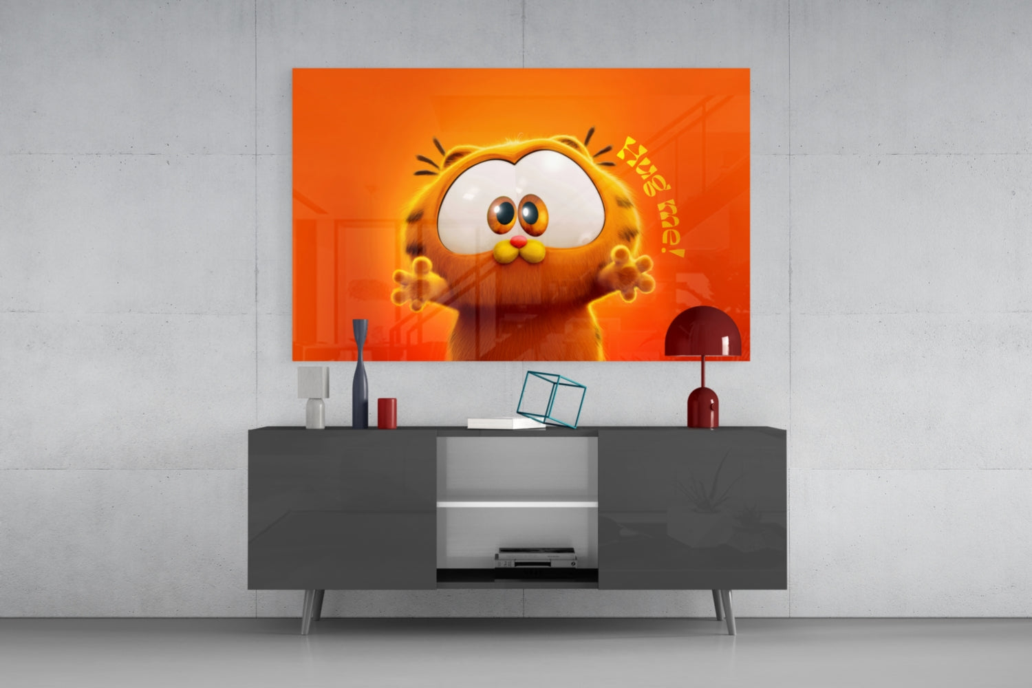 Cute Garfield Glass Wall Art || Designer Collection