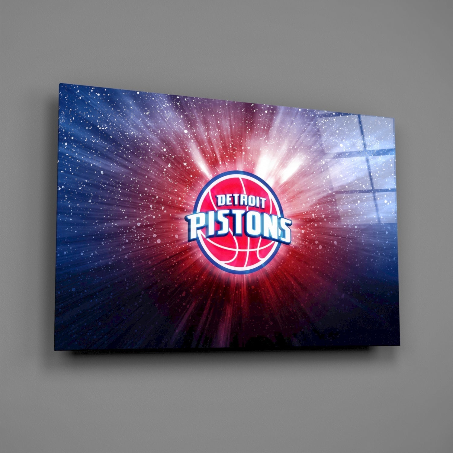 Detroit Pistons: Blue Light Glass Wall Art || Designer Collection