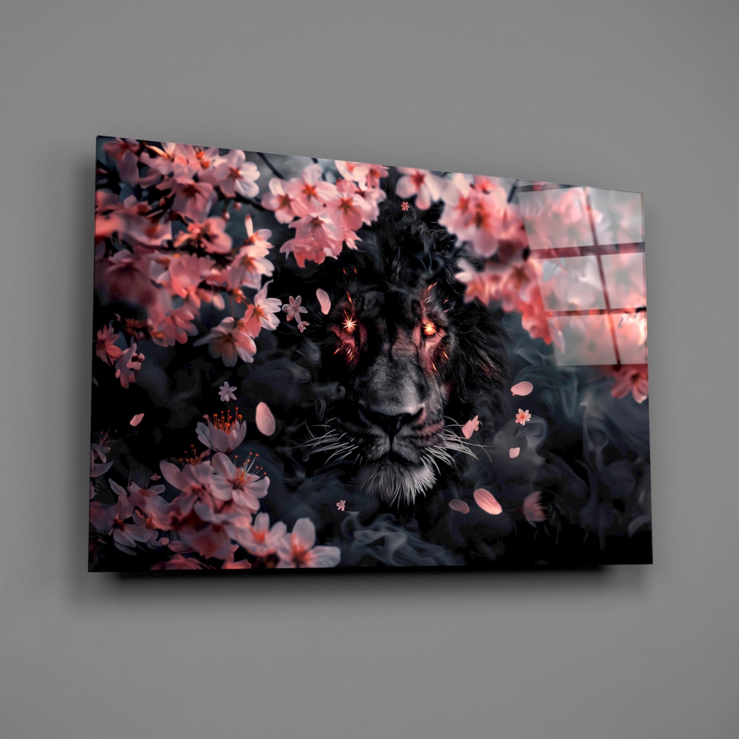 Lion of the Night Glass Wall Art || Designer Collection