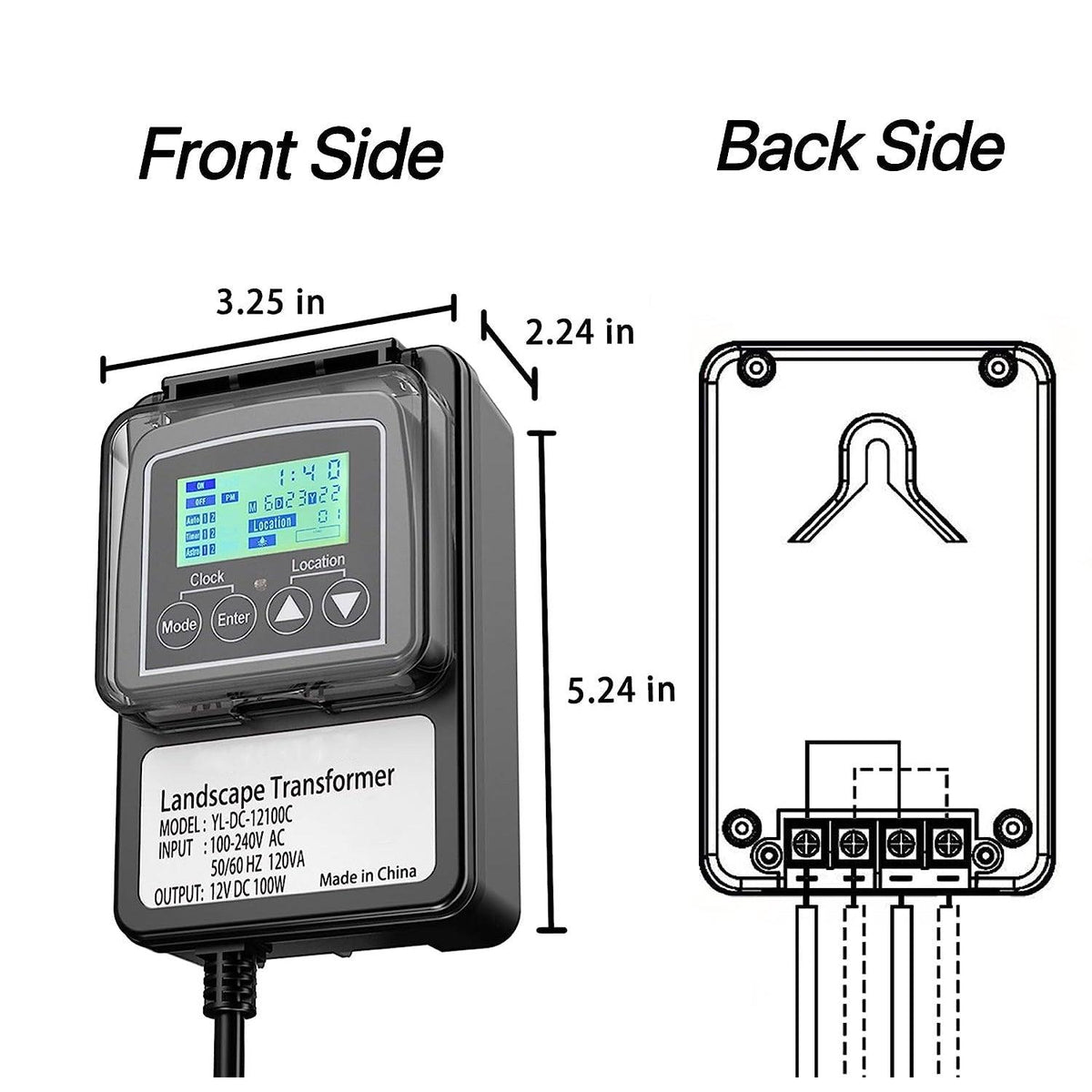 TSPDC100 DC12V 100W Digital Low Voltage Transformer with Photocell & Timer