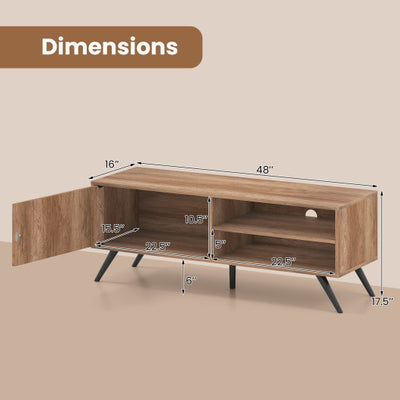 TV Stand for TVs up to 55 Inch Mid Century Modern Entertainment Center with Storage Cabinet-Oak
