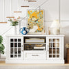 TV Stand for TVs up to 70  with Glass Doors Cubbies and Drawer-White