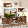 TV Stand for TVs up to 85 Inch with 2 Wall Shelves and Charging Station- Brown