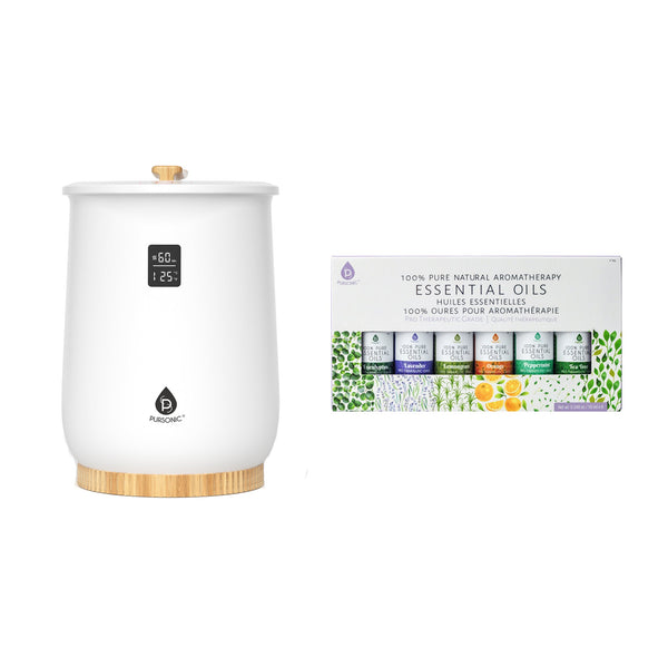 Home Spa Bucket Towel Warmer Bundle – Large-Capacity Warmer with Adjustable Heat (20–90 Min) + 6 Essential Oils