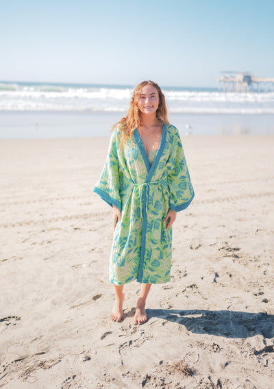 Muslin Cotton Kimono Bathrobe – 100% Turkish Cotton Unisex Muslin Kimono Robe (One Size)