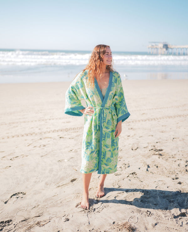Muslin Cotton Kimono Bathrobe – 100% Turkish Cotton Unisex Muslin Kimono Robe (One Size)