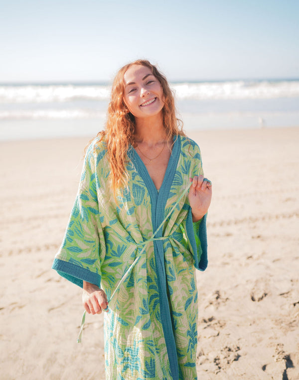 Muslin Cotton Kimono Bathrobe – 100% Turkish Cotton Unisex Muslin Kimono Robe (One Size)