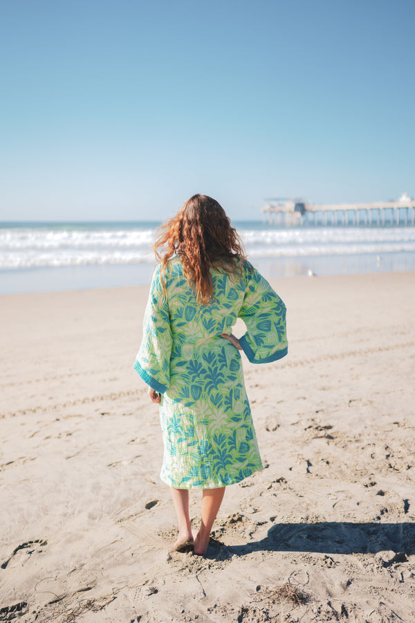 Muslin Cotton Kimono Bathrobe – 100% Turkish Cotton Unisex Muslin Kimono Robe (One Size)