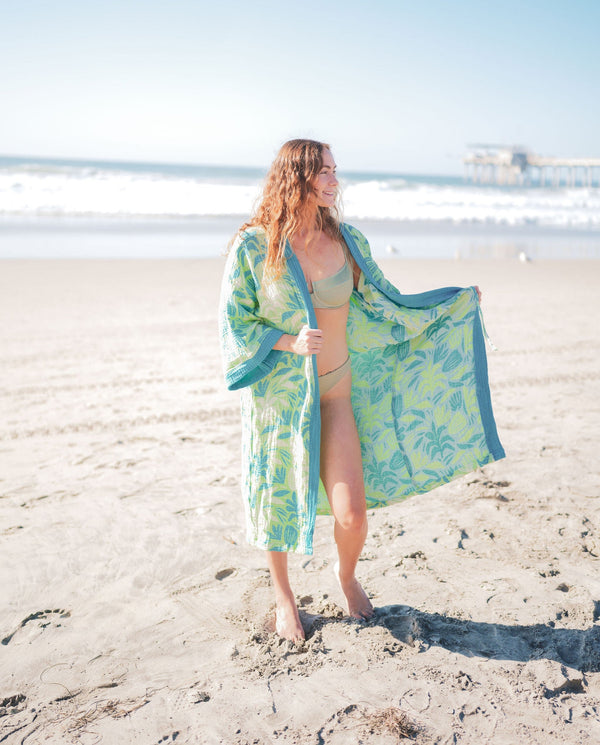 Muslin Cotton Kimono Bathrobe – 100% Turkish Cotton Unisex Muslin Kimono Robe (One Size)