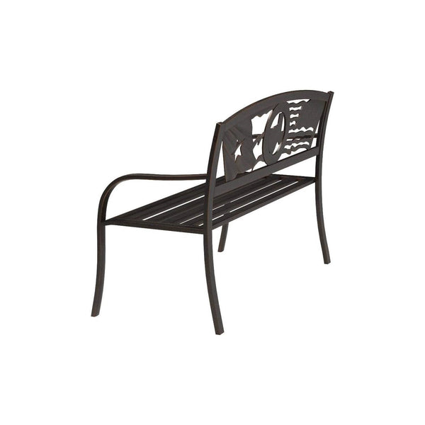 2 Person Texas Star Patriotic USA Flag Outdoor Metal Garden Bench in Bronze