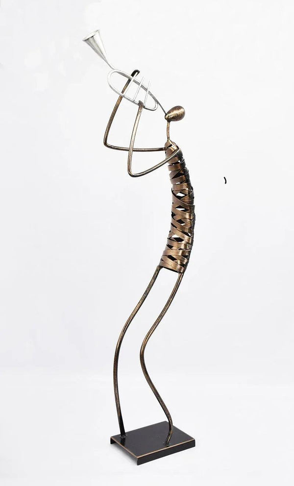 Playing Trumpet Musician Brush Bronze Color Metal Sculpture - Gifts for You 'n Me
