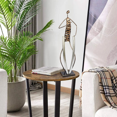 Playing  Drum Musician Brush Bronze Color Metal Sculpture