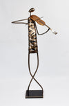 Playing Violin  Musician Brush Bronze Color Metal Sculpture