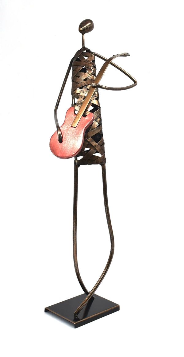 Playing Guitar Musician Brush Bronze Color Metal Sculpture - Gifts for You 'n Me