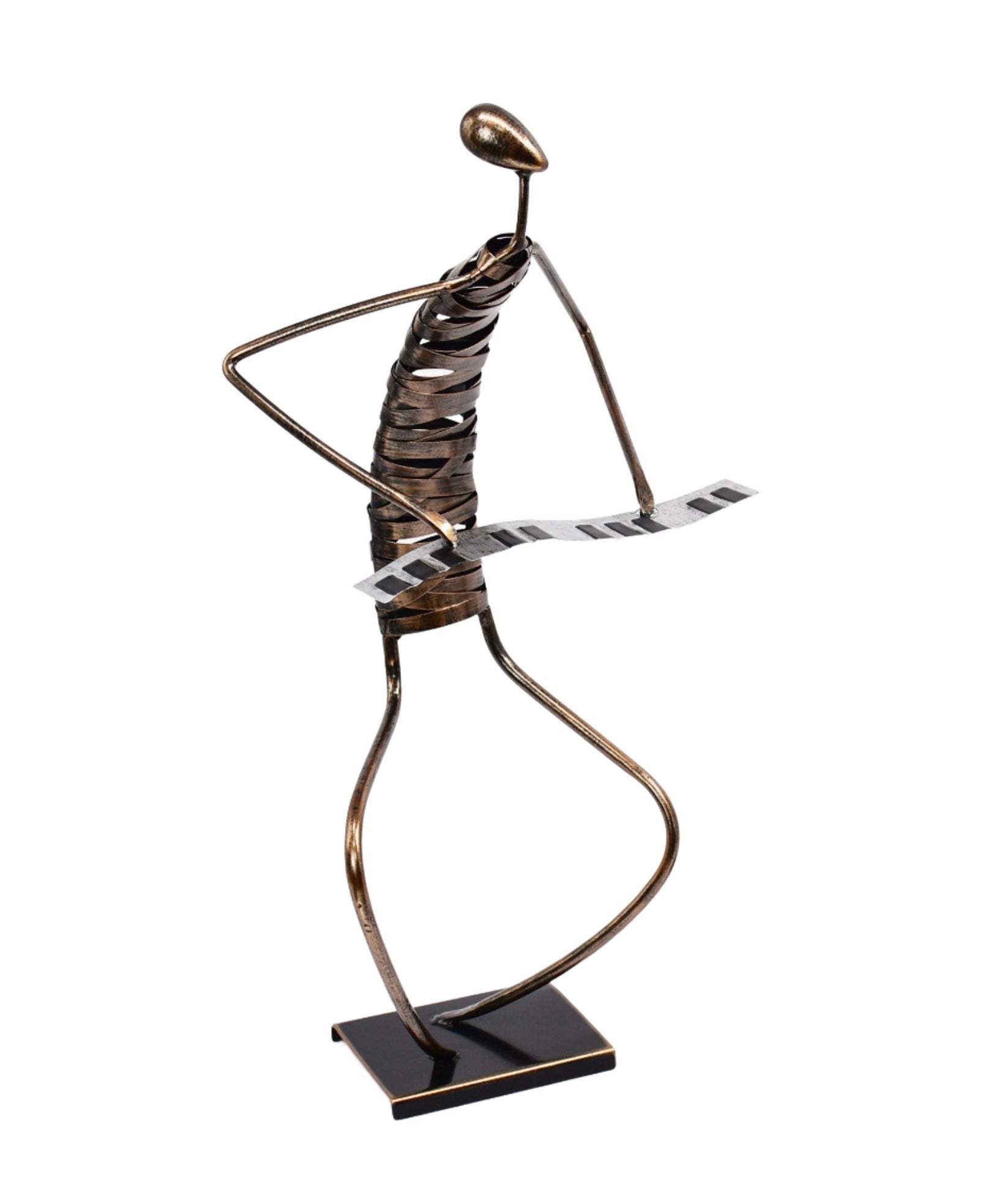 Playing Piano  Musician Brush Bronze Color Metal Sculpture