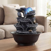 Tabletop Water Fountain with Rolling Crystal Ball and Color-Changing LED Light-B - Black