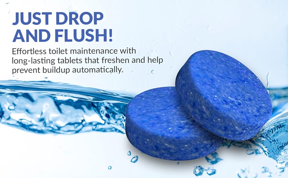 Automatic Toilet Bowl Cleaner Tablets Blue Gel Toilet Tank Cleaners, Septic-Safe Hard Water Ring Stain Remover, Smell Eliminator Heavy Duty Toilet Cleaning & Deodorizer, Fresh Scent - 48 Tabs