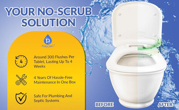 Automatic Toilet Bowl Cleaner Tablets Blue Gel Toilet Tank Cleaners, Septic-Safe Hard Water Ring Stain Remover, Smell Eliminator Heavy Duty Toilet Cleaning & Deodorizer, Fresh Scent - 48 Tabs