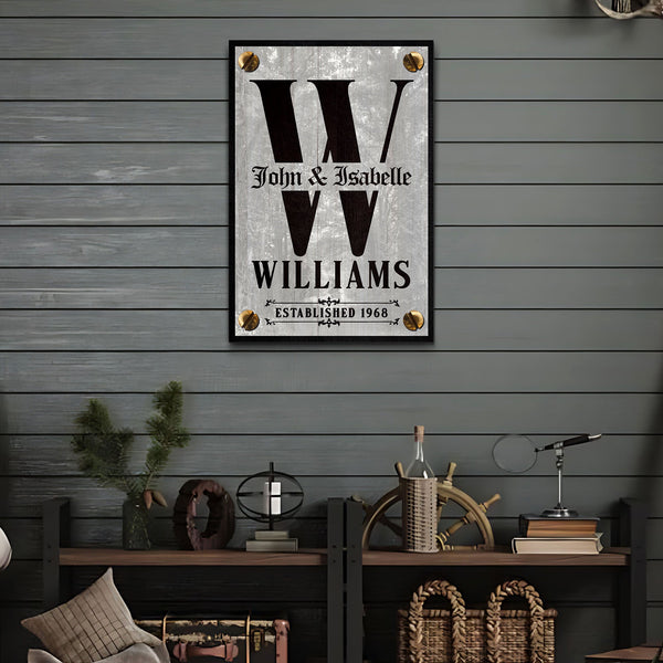 Family Name Portrait Monogram Sign III