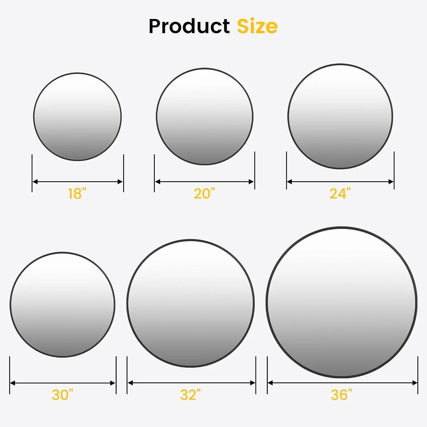 Takywep 24 Inch Round Mirror with 20mm Black Aluminum Frame - Shatter-Resistant Fogless Glass, -Fog Technology-Free (No Installation Required), Wall-Mounted Large Circle Mirror for Bathroom, Bedroom, Living Room, Entryway - M