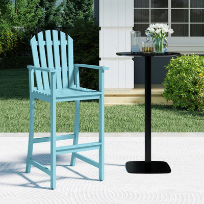Tall Adirondack Chair with Armrests and Footrest for Deck-Turquoise