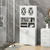 Tall Bathroom Cabinet Large Floor Storage Cabinet with Acrylic Doors and 3 Cubes-White