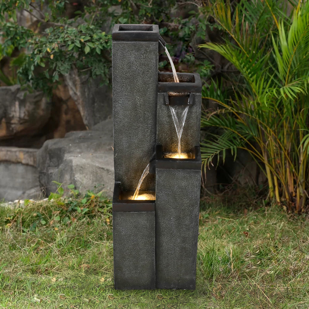 Resin Modern Outdoor Fountains 4 Pillar 39 Inch