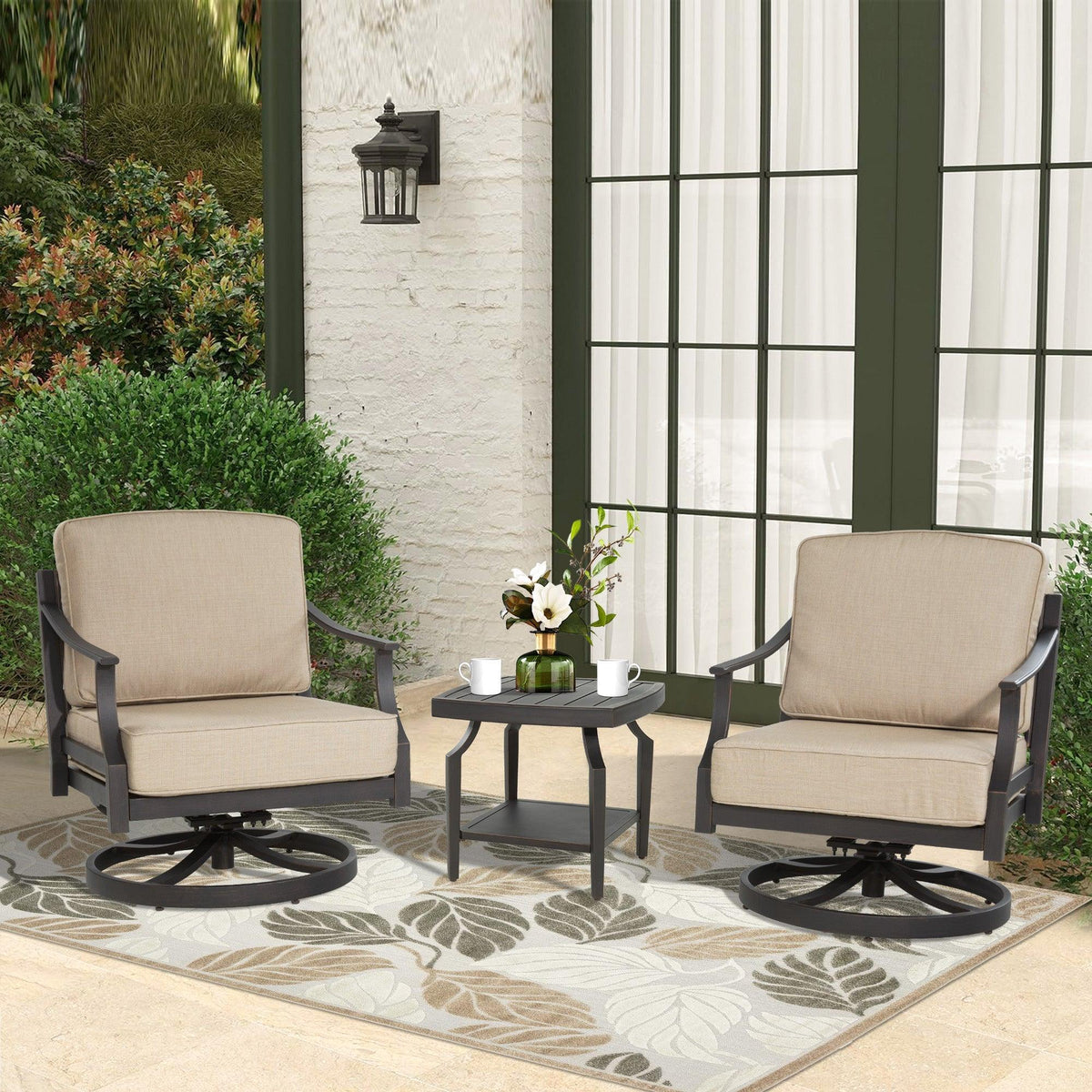 Tamarin 3 Pieces Aluminum Patio Bistro Set With Sunbrella® Cushions