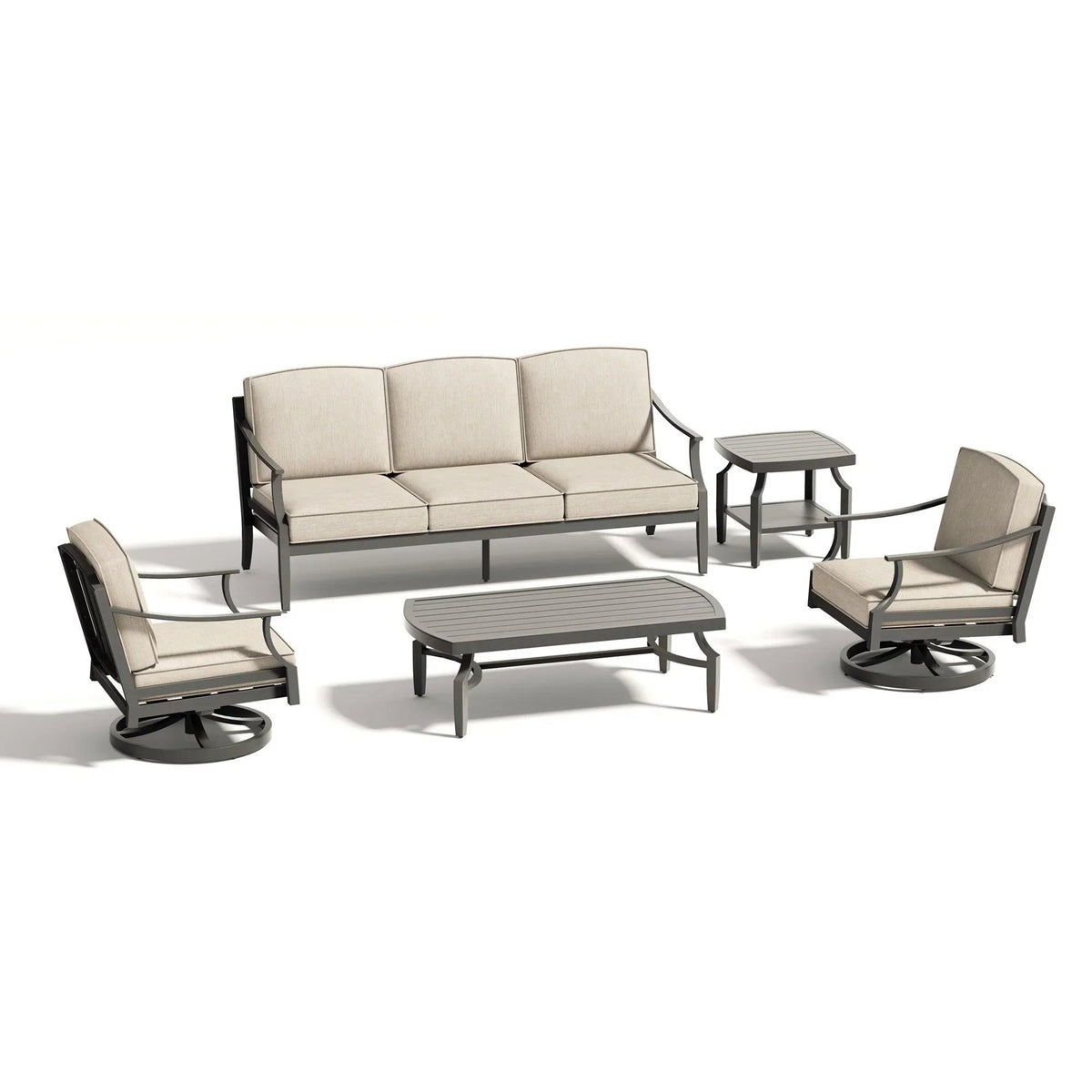 Tamarin 5 Pieces Aluminum Patio Conversation Set With Swivel Chair