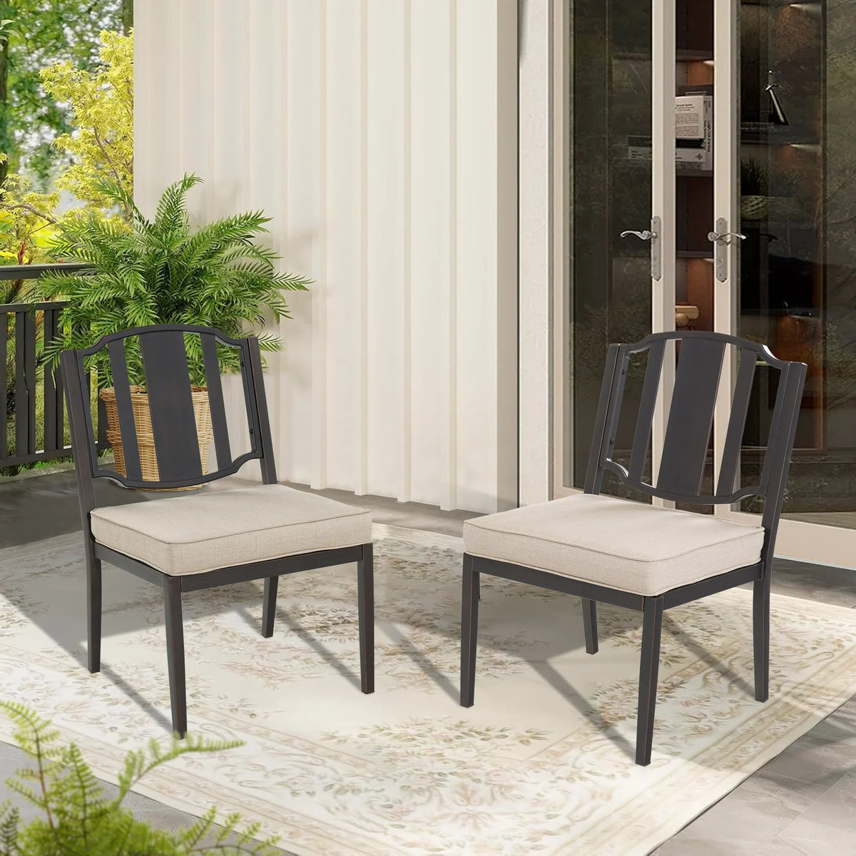 Tamarin 7-Piece Round Outdoor Dining Set with Armless Chairs‌
