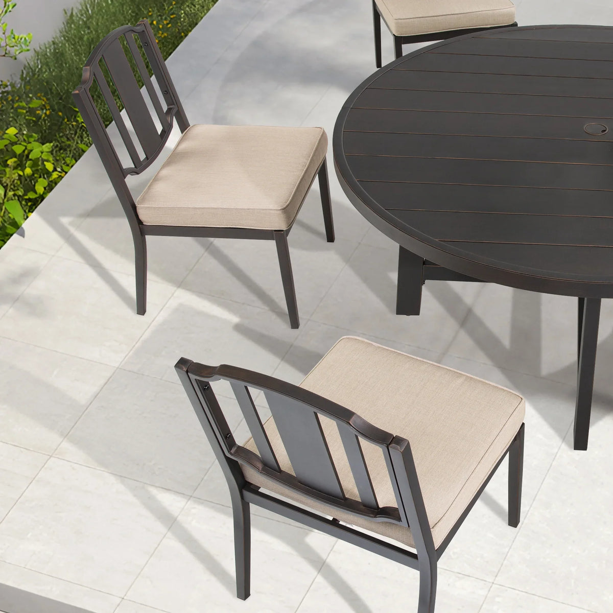 Tamarin 7-Piece Round Outdoor Dining Set with Armless Chairs‌