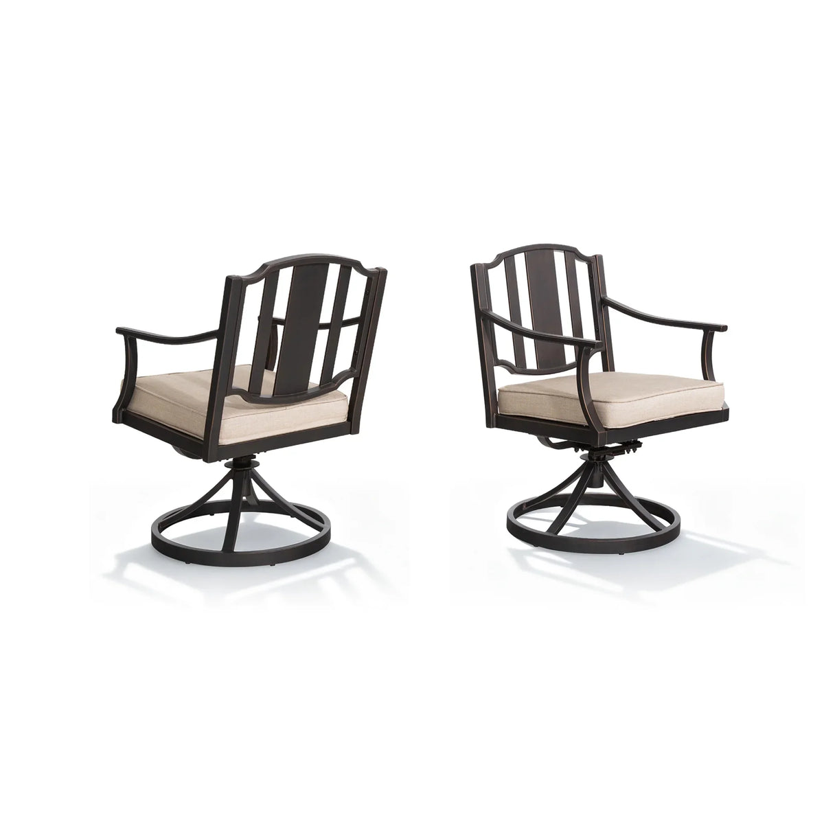 Tamarin Aluminum Patio Rectangular Dining Table and 6 Dining Swivel Chair