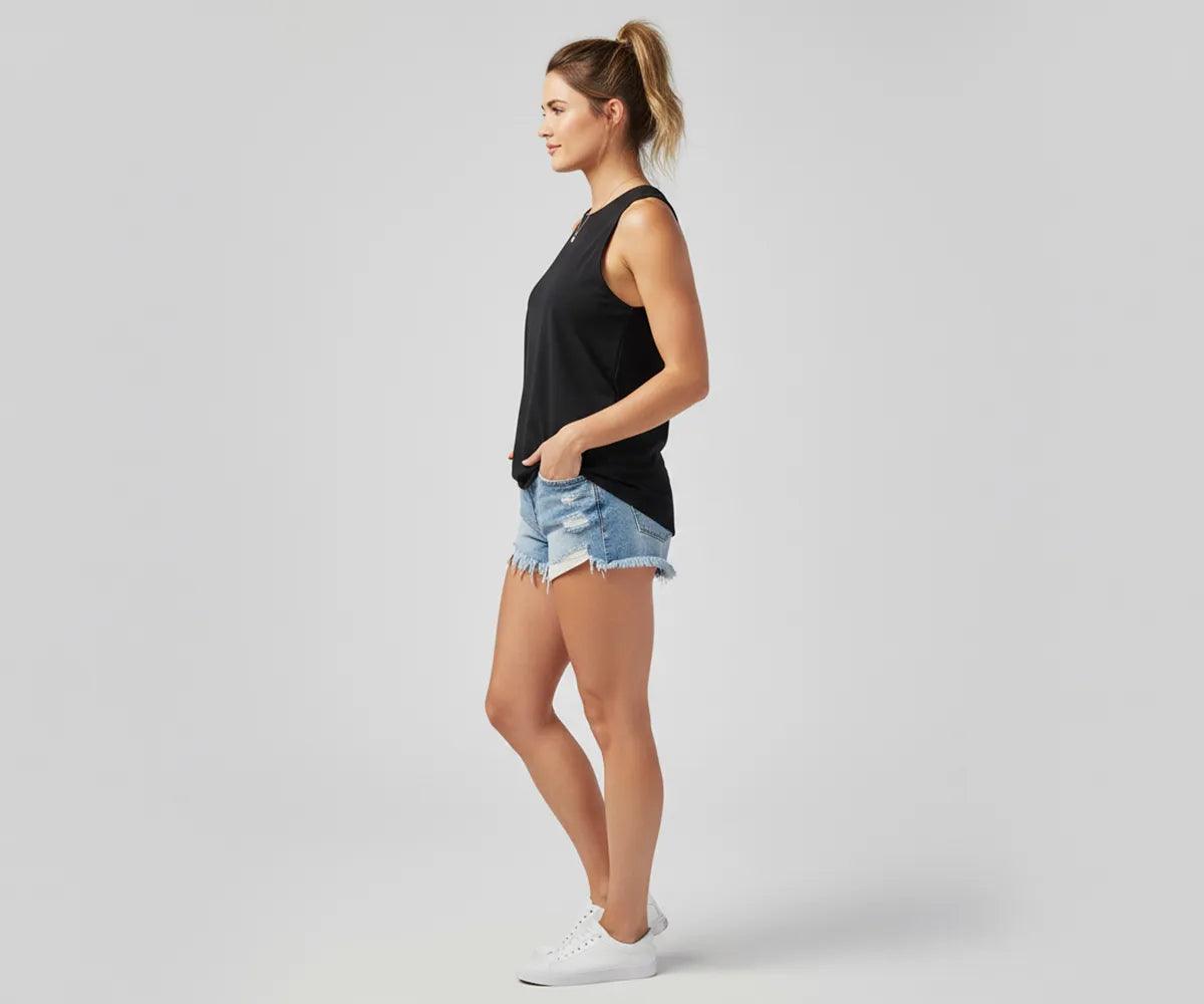 Women’s Black and White Cotton Tank Top