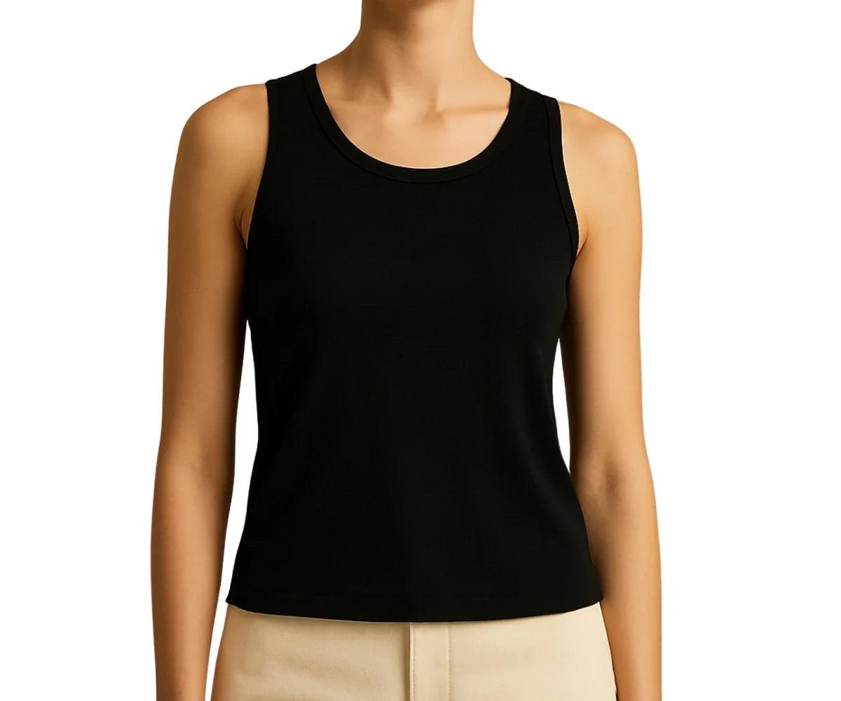 Women’s Black and White Cotton Tank Top