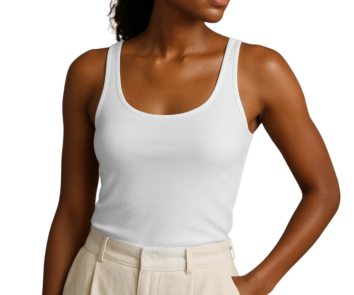 Women’s Black and White Cotton Tank Top