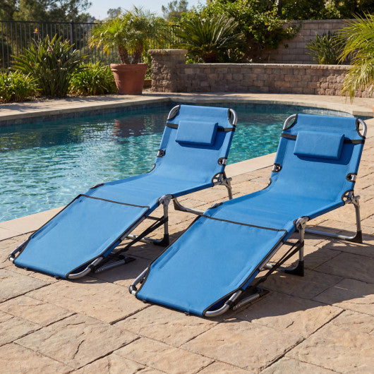 Tanning Chair with Face Arm Holes Portable Sunbathing Chair-Blue