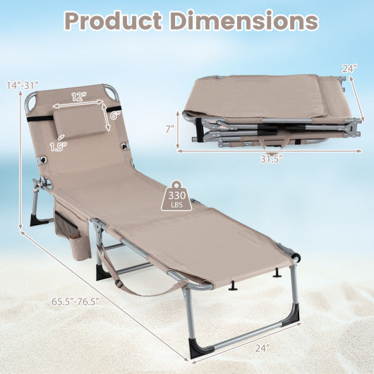Tanning Chair with Face Arm Holes Portable Sunbathing Chair-Beige