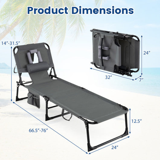 Tanning Chair with Face Arm Holes Folding Chair-Gray