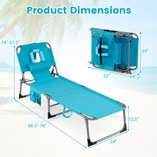 Tanning Chair with Face Arm Holes Folding Chair-Turquoise