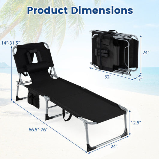 Tanning Chair with Face Arm Holes Folding Chair-Black