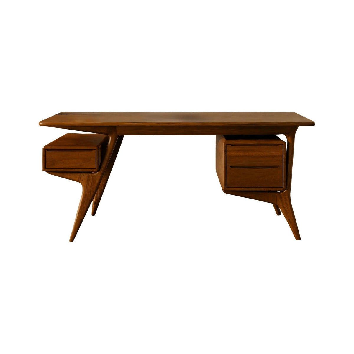 Taren Sculpted Handcrafted Solid Wood Desk with Drawers