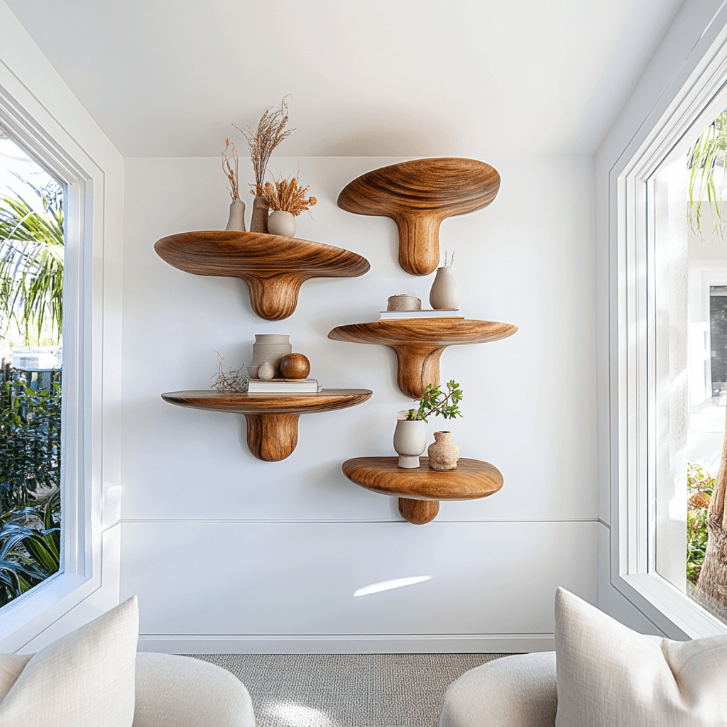 Tavero Mushroom Solid Wood Floating Shelf SPA186347