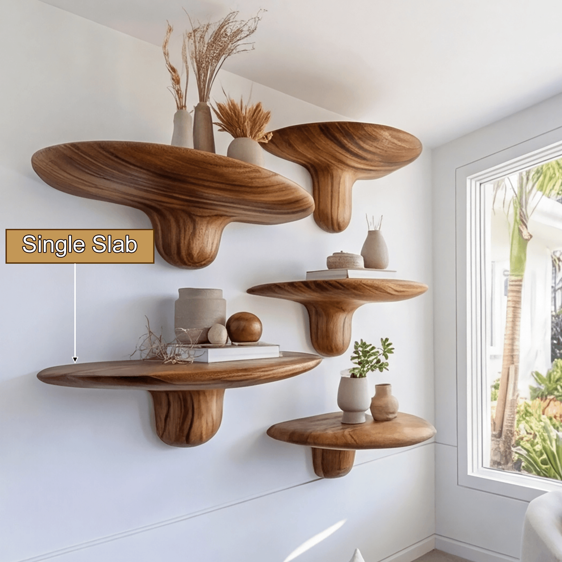Tavero Mushroom Solid Wood Floating Shelf SPA186347