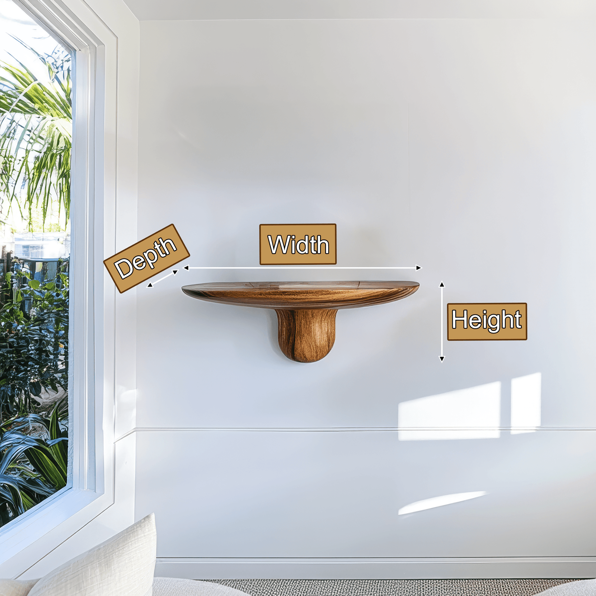 Tavero Mushroom Solid Wood Floating Shelf SPA186347